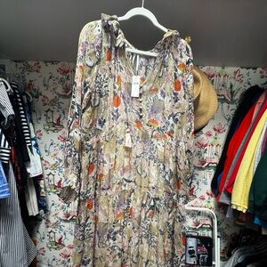 Anthropologie Maxi Dress BNWT with Owls and Frills in size XL